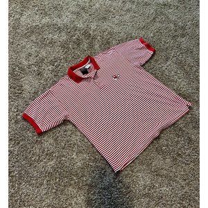 Kansas City Chiefs Vintage 90s Embroidered Red & White Stripped Polo Shirt Sz L